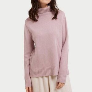 Gentle Herd 100% Cashmere Pink Turtleneck relaxed Sweater Size Small/Medium